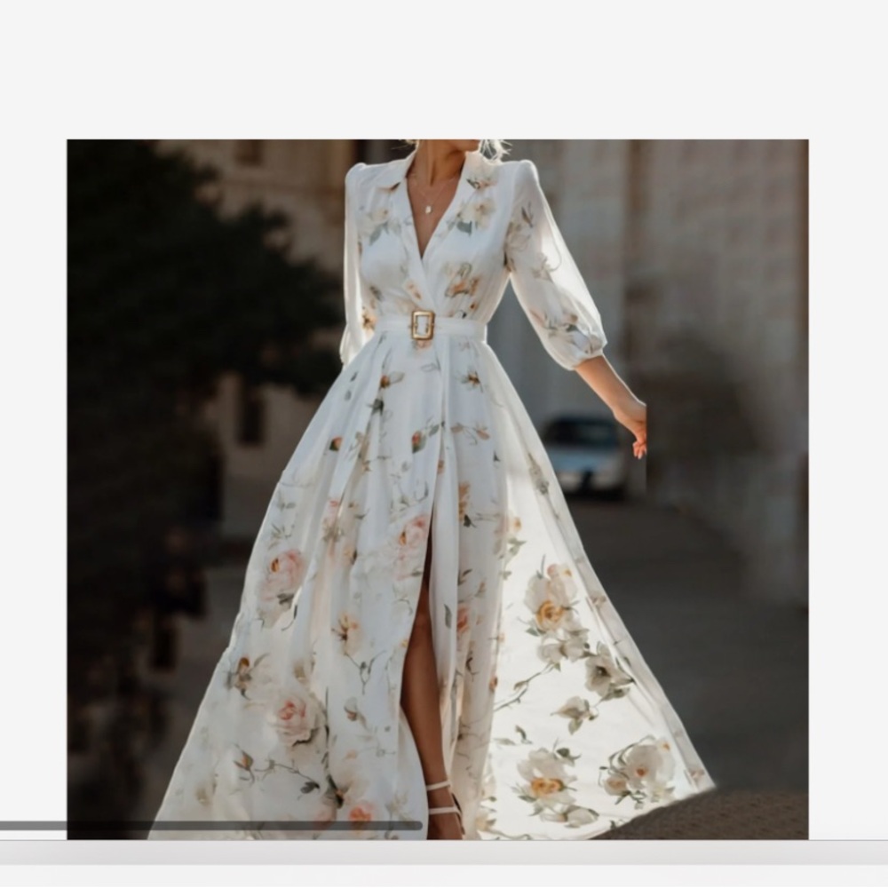 Floral Maxi Dress with Belted Waist